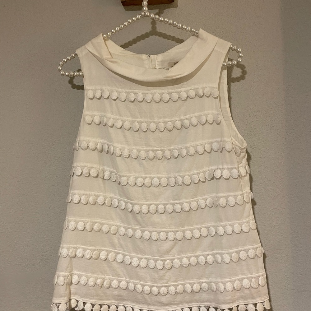 J. Crew White Embellished Sleeveless Top - Size 4